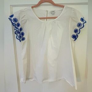 J. Crew Embroidered Cap Sleeve Top